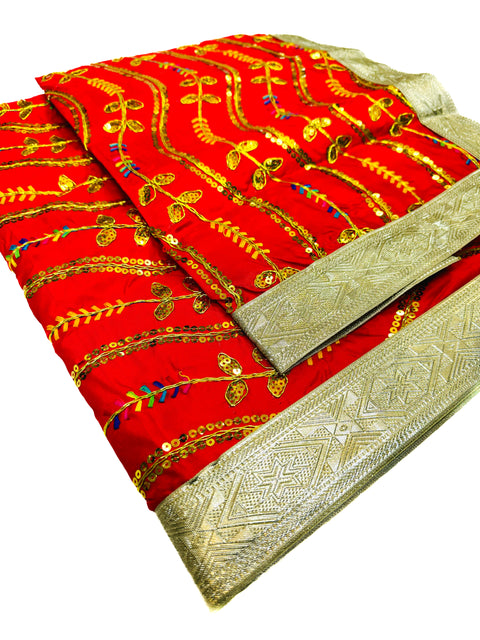 Silk Based heavy Embroidery Work work Rumala Sahib Double Set With Palkan