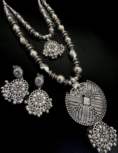 Beautiful work oxidised necklace with earrings