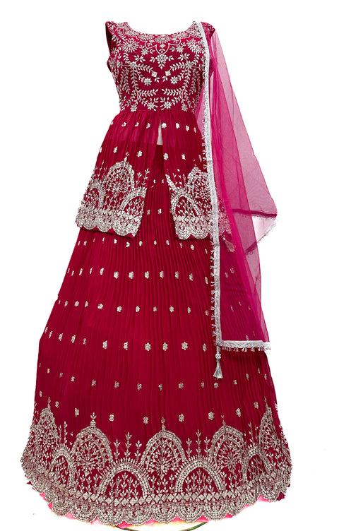 Georgette based embroidery with Sequin design beautiful flared Kameez with georgette Lehnga and netting dupatta