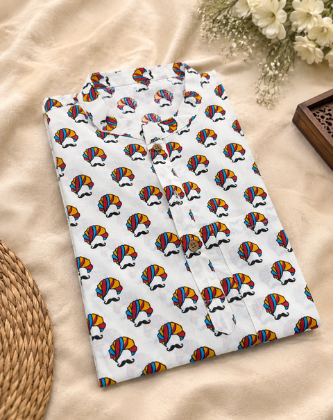 Pure cotton based Men’s Printed kurti (sizes mentioned in inches ,not according to the label on Kurti)size 44kurti- Length 40 inches and size 46-length 42 inches )(Kurti only. Pants not included.