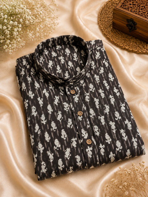 Pure cotton based Men’s Printed kurti (sizes mentioned in inches ,not according to the label on Kurti)size 44 kurti- Length 40 inches and size 46-length 42 inches ) Kurti only. Pants not included.