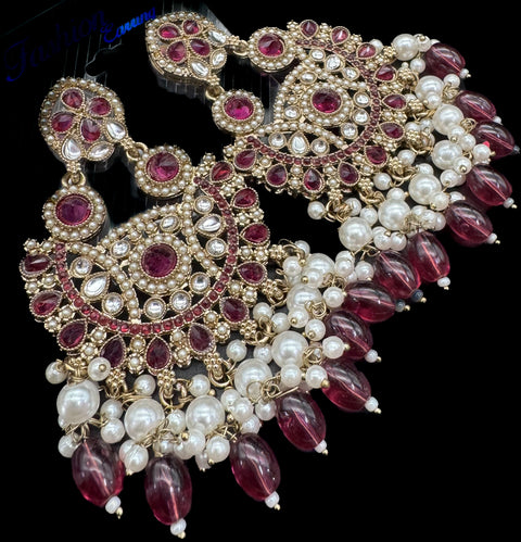 Kundan & pearl work stylish earrings