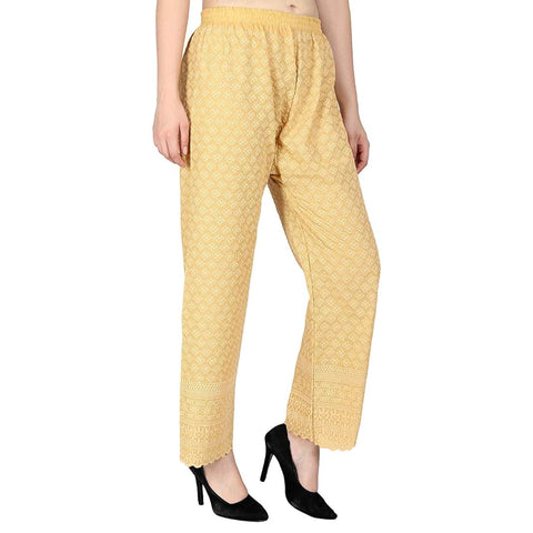 Cotton based Chikankari work Plazo (length 38inches,stretchable waist size up to 46 inches max)