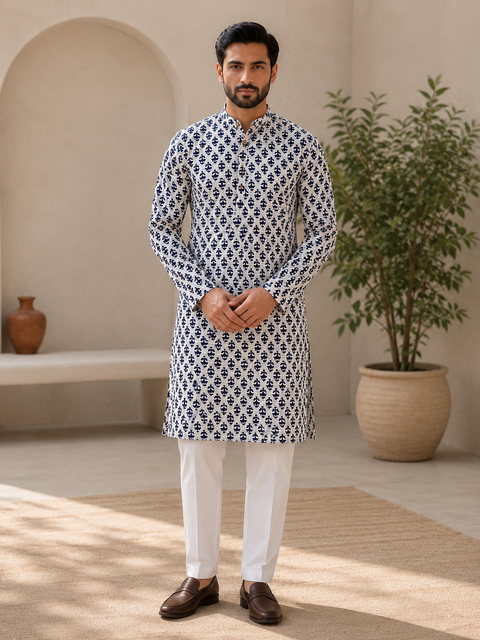 Pure cotton based Men’s Printed kurti (sizes mentioned in inches ,not according to the label on Kurti)size 44 kurti- Length 40 inches and size 46-length 42 inches ) Kurti only. Pants not included.