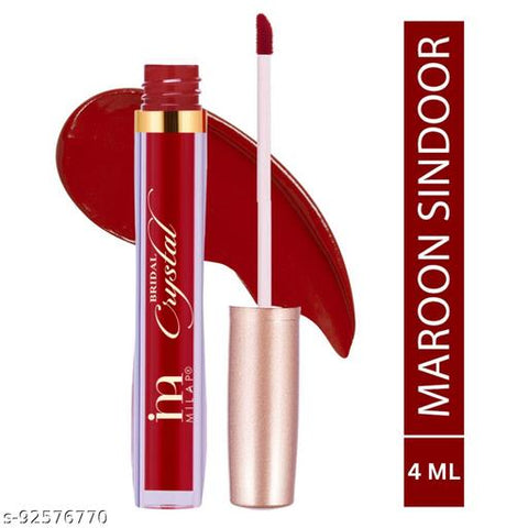 MILAP Bridal Crystal Matte Liquid Sindoor | Waterproof Sindur Quick Drying Formula With Long Sponge Tip Applicator (6 MLMaroon Sindoor)