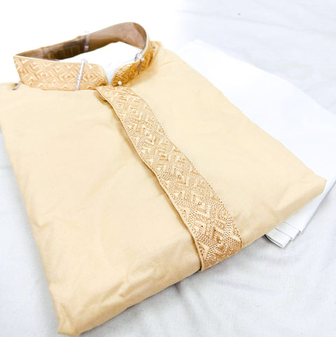 Pure cotton based Plain kurta with white pajama Set
