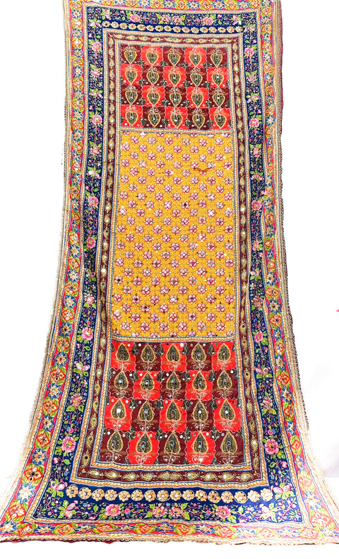 Pakistani Multicoloured printed with embroidery & original Mirror work Dupatta with stone work (Heavy Dupatta)