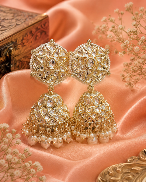 Beautiful pearls with kundan work jhumka