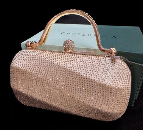 Crystals Handwork designer hand bag with handle to carry with chain inside the clutch (can be attached or detached)