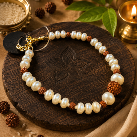 Rudraksh with pearl Rakhi /Bracelet