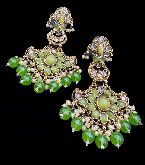 Original Polki with beautiful pearls heavy look Earrings with lite weight