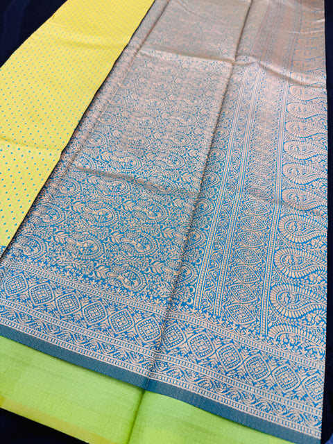 Brocade Soft Silk Saree with contrast beautiful pallu , border and blouse
