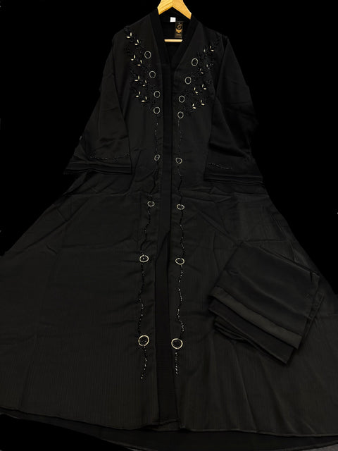 Beautiful and very Soft georgette based handwork Abaya (Chest 48-50 inches and length approximately 56 inches) with Hijaab (scarf)