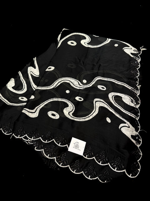 (Video clip attached) Beautiful black Stones work border design beautiful very soft Georgette Saree