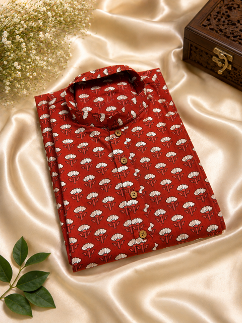 Pure Cotton Based Men’s Printed Kurti (Sizes Mentioned In Inches ,Not According To The Label On Kurti) Size 44 Kurti- Length 40 Inches And Size 46-Length 42 Inches )