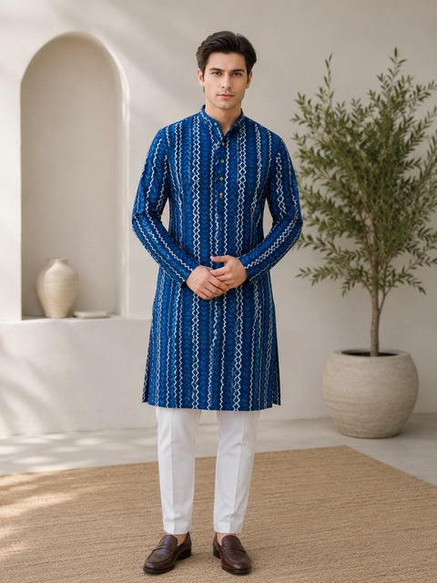 Pure cotton based Men’s Printed kurti (sizes mentioned in inches ,not according to the label on Kurti)size 44 kurti- Length 40 inches and size 46-length 42 inches ) Kurti only. Pants not included.