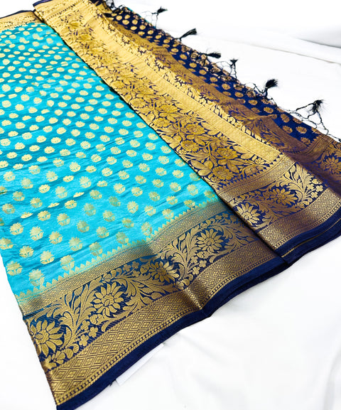 Art Silk Based beautiful design Saree with contrast Pallu & Blouse