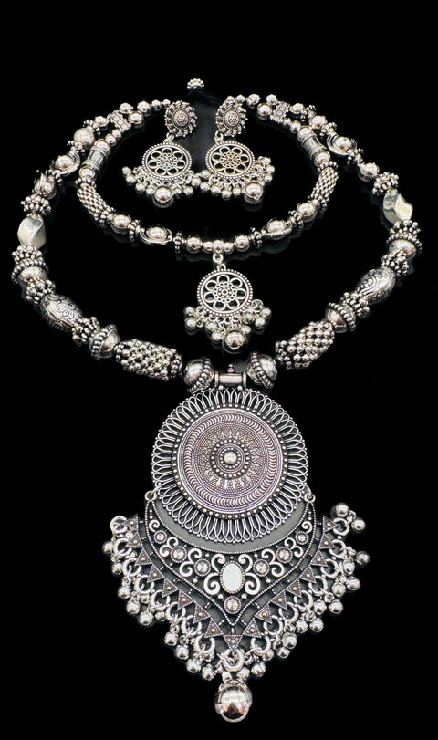 Beautiful work oxidised Necklace with earrings