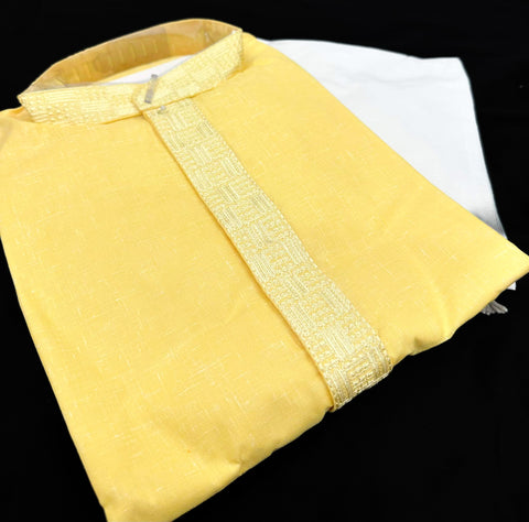 Pure cotton based Plain kurta with white pajama Set