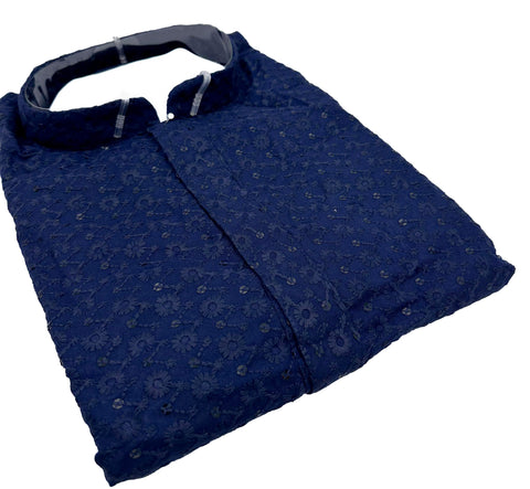 Pure Rayon based Chikankari work with sequinned work designer Kurta with Golden pants