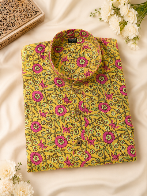 Pure cotton based Men’s Printed kurti (sizes mentioned in inches ,not according to the label on Kurti)size 46 kurti- Length 40 inches and size 48 -length 42 inches ) Kurti only. Pants not included.