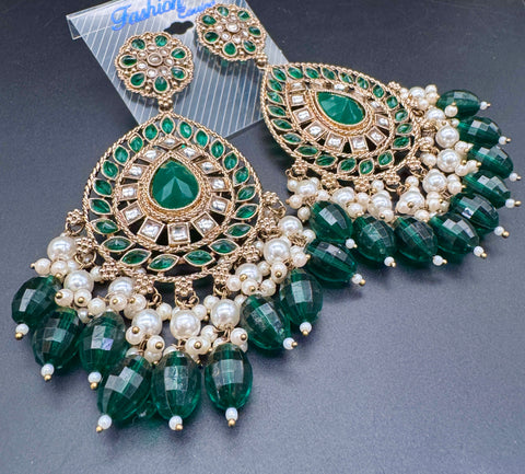 Beautiful Kundan & Pearls work bigger earrings (very lite weight)