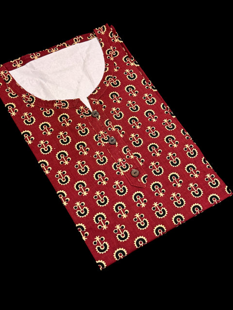 Pure Cotton based Printed short Kurti for girls /Ladies (Size 38 - length 28 inches, Size 42 ,46, 48 length -31 inches)sleeves 17 inch