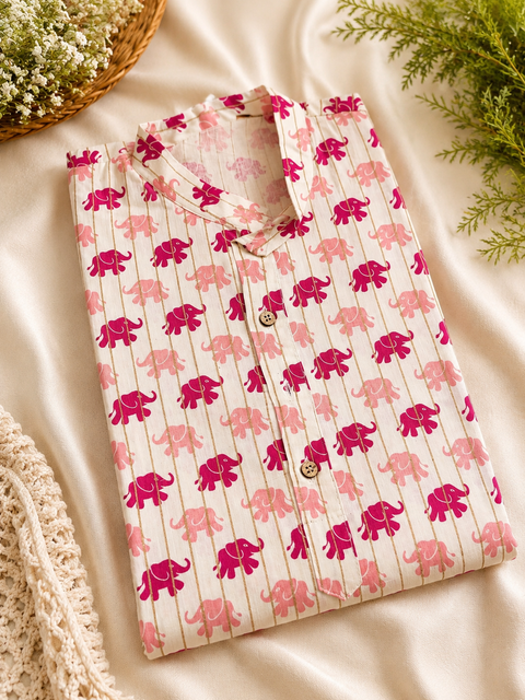Pure cotton based Men’s Printed kurti (sizes mentioned in inches ,not according to the label on Kurti)size 44kurti- Length 40 inches and size 46-length 42 inches ) Kurti only. Pants not included.