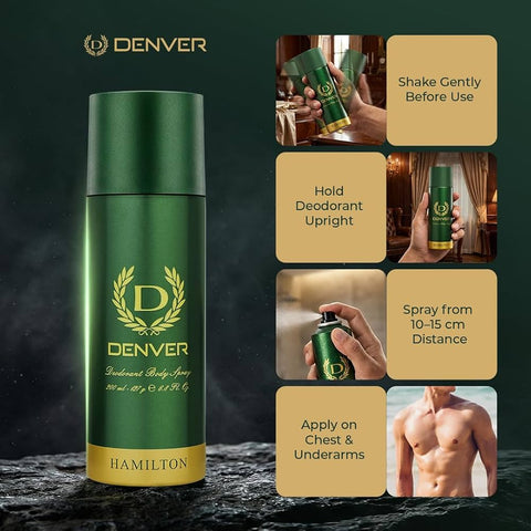 Denver Hamilton Nano Deodorant Body Spray for Men | Long-Lasting Deo Fragrance and Odor Protection | Aromatic Blend of Lavender, Bergamot, Cedarwood and Musk, 150 ml)