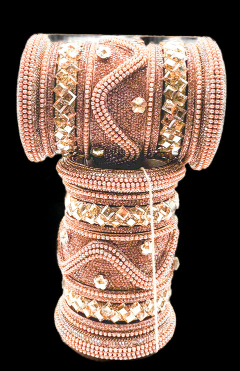 Beautiful Rosegold stones with pearls beaded and Crystal stone Designer Bridal Churra (Video clip attached )