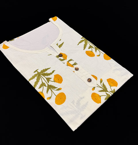 Pure Cotton based Printed short Kurti for girls /Ladies (Size 38 - length 28 inches, Size 42 ,46, 48 length -31 inches)sleeves 17 inch