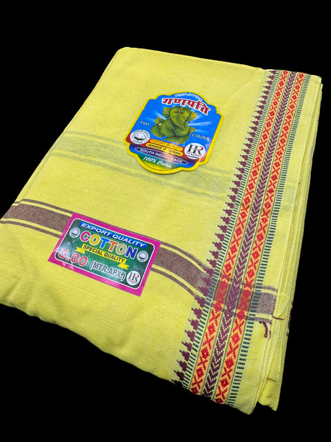Lemon Colour cotton based apx 5 meter Dhoti