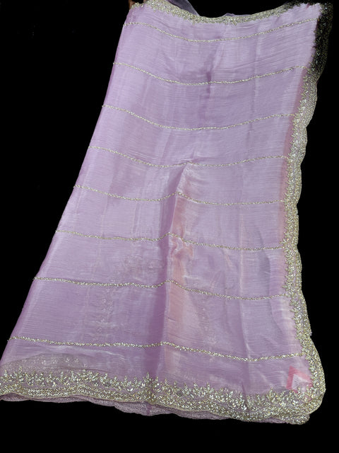 Jimmy Choo base fabric With Beautiful handwork all over on Saree and border