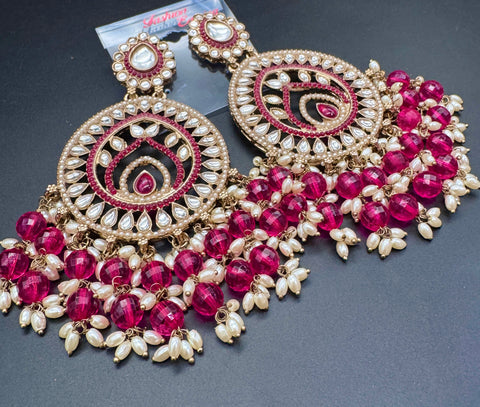 Beautiful Kundan & Pearls work bigger earrings (very lite weight)