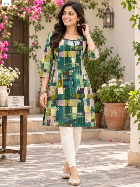 Beautiful Floral Print Rayon kurti , slight  variation in color and design is possible