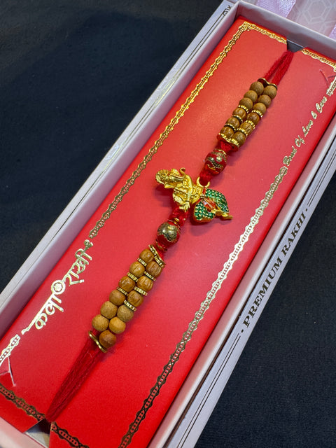 Ganesha design Beautiful Stone Work Rakhi in nice pack gift box