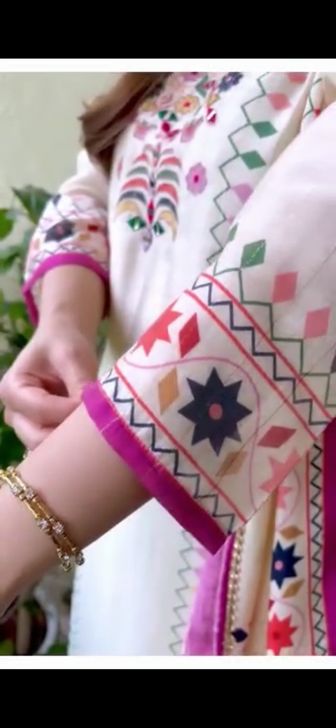 Pure Rayon based Multicoloured Embroidery with Mirror & Print work all over Designer Kurti with Plazo pent & rayon Dupatta