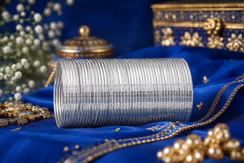 Silver color Shiny Metal Bangles , 3dozen In One Set (slight variation in color may occur )