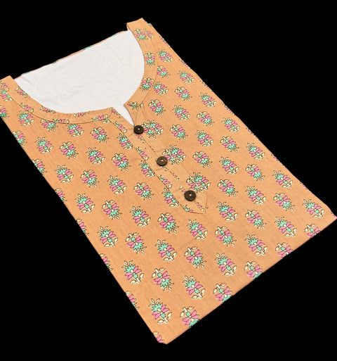 Pure Cotton based Printed short Kurti for girls /Ladies (Size 38 - length 28 inches, Size 42 ,46, 48 length -31 inches)sleeves 17 inch