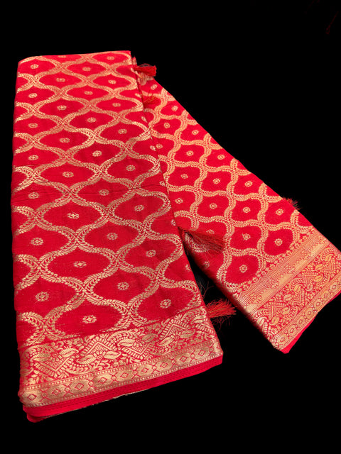 Pure chiffon based Beautiful zari work Banarasi look Saree