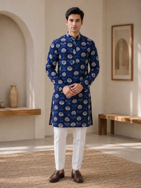 Pure cotton based Men’s Printed kurti (sizes mentioned in inches ,not according to the label on Kurti)size 44 kurti- Length 40 inches and size 46-length 42 inches ) Kurti only. Pants not included.