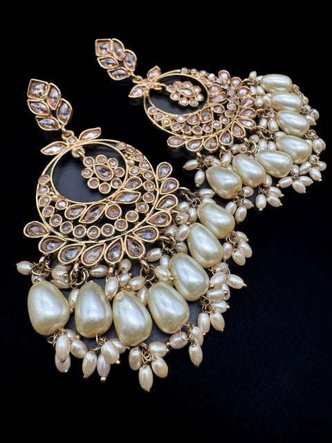 Original Polki with beautiful pearls heavy look Earrings with lite weight