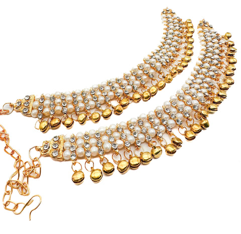 Pearl and stone work beautiful Anklets