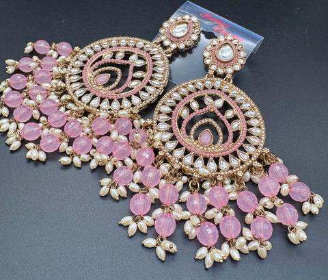 Beautiful Kundan & Pearls work bigger earrings (very lite weight)