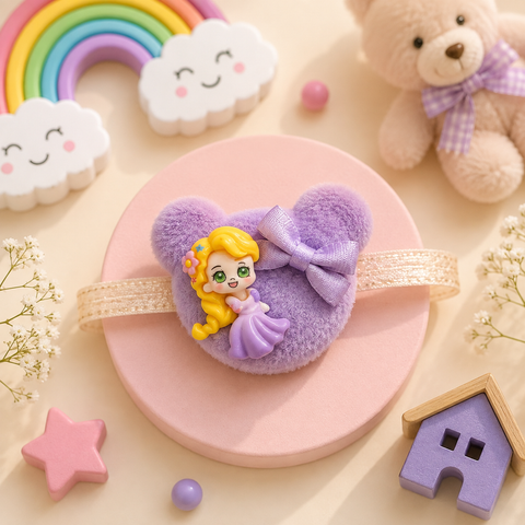 Adorable princess Rakhi with a soft fluffy design and cute bow detail — a magical little Rakhi for your little princess.
