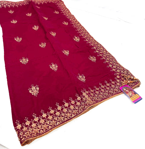 Velvet based heavy embroidery with stone work Bridal Dupatta