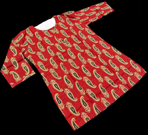 Pure Cotton based Printed short Kurti for girls /Ladies (Size 38 - length 28 inches, Size 42 ,46, 48 length -31 inches)sleeves 17 inch