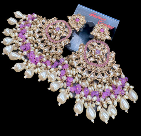 Beautiful Kundan & Pearls work bigger earrings (very lite weight)