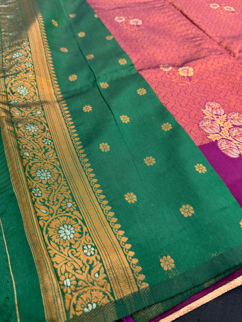 Soft Silk Saree with contrast beautiful pallu and blouse