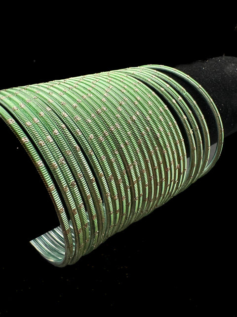 Golden Shimmer dotted metal bangles 2 dozen in 1 Set